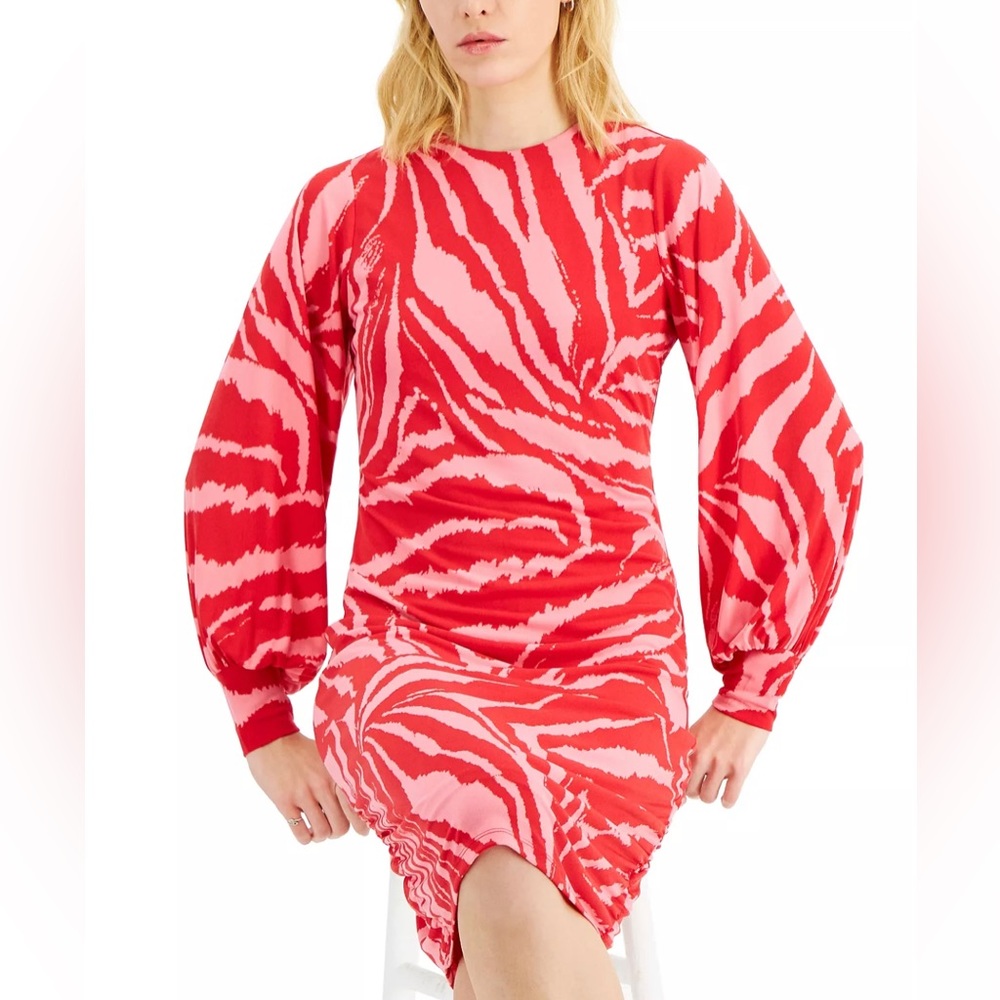 INC International Concepts • Printed Knit Midi Dress • Pink/Red